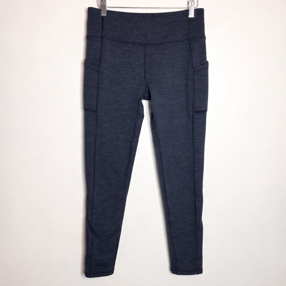 Athleta Girl Polartec Stash Leggings Blue Pocket Tight XXL 16